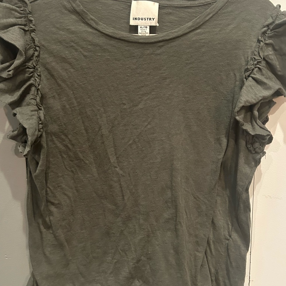 Ruffled Green Short Sleeve Tee